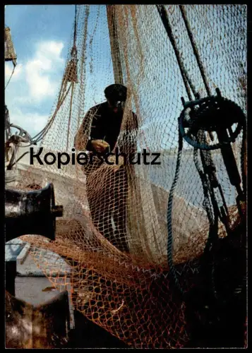 ÄLTERE POSTKARTE KRABBENFISCHER FISCHER NETZ FISCHERNETZ fishing Ansichtskarte cpa postcard