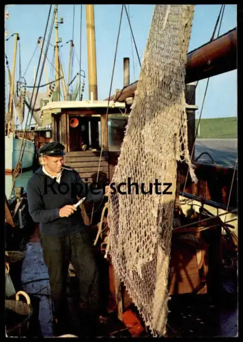 ÄLTERE POSTKARTE FISCHER NETZ FISCHERNETZ STEMPEL PELLWORM fishing Ansichtskarte cpa postcard