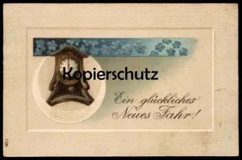 ALTE PRÄGE POSTKARTE NEUJAHR NEW YEAR UHR clock horloge embossed cpa postcard AK Ansichtskarte