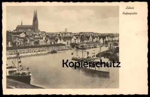 ALTE POSTKARTE LÜBECK HAFENPARTIE DAMPFER HAFEN SCHIFF Zentrum Ansichtskarte cpa postcard