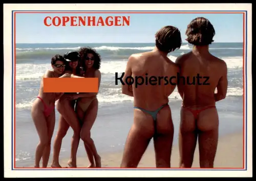 ÄLTERE POSTKARTE COPENHAGEN femme seins nus nude breast woman man nudity FKK postcard Ansichtskarte