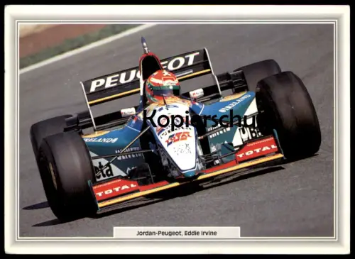 ÄLTERE KARTE JORDAN PEUGEOT EDDIE IRVINE FORMEL 1 Rennen Race postcard