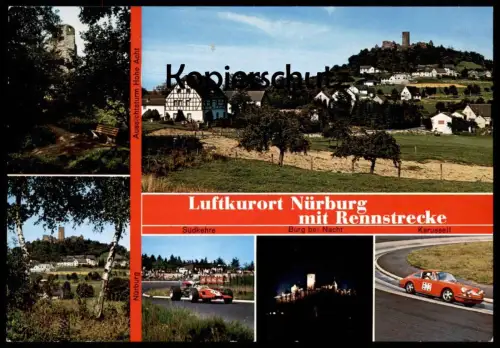 ÄLTERE POSTKARTE NÜRBURGRING NÜRBURG MIT RENNSTRECKE PORSCHE 911 Hohe Acht Rennen Car Racing race Adenau Breitscheid AK