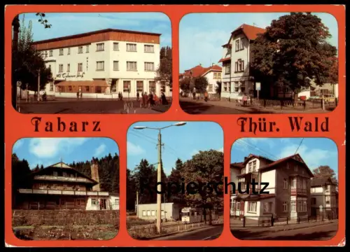 ÄLTERE POSTKARTE TABARZ HALTESTELLE THÜRINGER WALDBAHN STRASSENBAHN Haltestelle tram tramway Tabarzer Hof Ferienheim Schweizerhaus