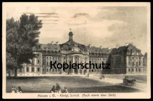 ALTE POSTKARTE MÜNSTER I. W. KÖNIGLICHES SCHLOSS NACH EINEM ALTEN STICH castle chateau AK