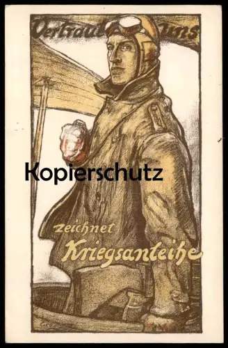 ALTE POSTKARTE SOLDAT VERTRAUT UNS ZEICHNET KRIEGSANLEIHE FRITZ ERLER Ansichtskarte postcard