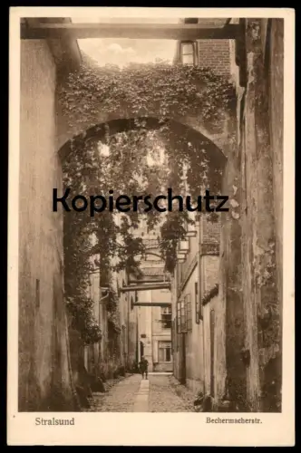 ALTE POSTKARTE STRALSUND BECHERMACHERSTRASSE AK Ansichtskarte postcard