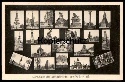 ALTE POSTKARTE DENKMÄLER SCHLACHTFELDER WÖRTH ALSACE ELSASS Bas Rhin cpa