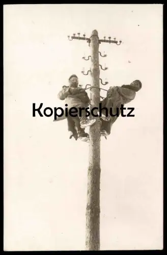 ALTE FOTO POSTKARTE LEITUNGSBAU RACZYN - FIERZE ? TELEFON TELEGRAFENLEITUNG Ratschyn Wierzejewice ? Polska postcard