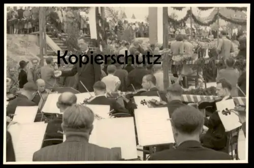 ALTE FOTO POSTKARTE BAD HOMBURG GRUNDSTEINLEGUNG KURHAUS 02.09.1950 KAPELLE DIRIGENT postcard Ansichtskarte