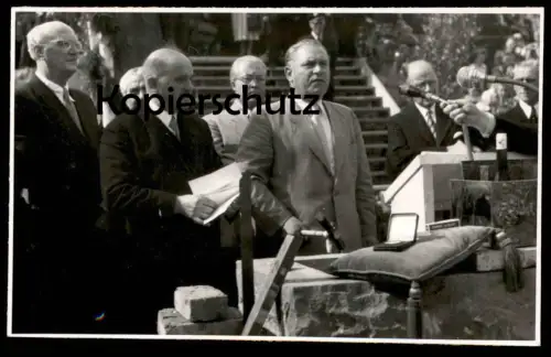 ALTE FOTO POSTKARTE BAD HOMBURG 02.09.1950 GRUNDSTEINLEGUNG KURHAUS OBERBÜRGERMEISTER HORN LANDRAT EBERLEIN