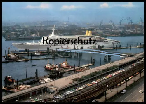 ÄLTERE POSTKARTE MS EUGENIO C COSTA KREUZFAHRTSCHIFF HAMBURG ÜBERSEEBRÜCKE Schiff Motorschiff ship bateau postcard cpa