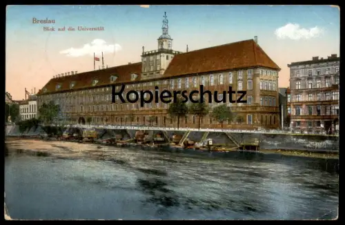 ALTE POSTKARTE BRESLAU BLICK AUF DIE UNIVERSITÄT university Wroclaw Brassel postcard cpa Ansichtskarte AK