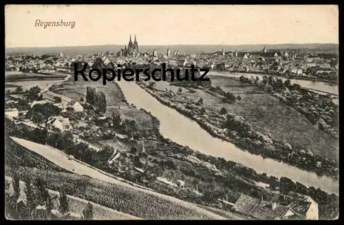 ALTE POSTKARTE REGENSBURG AN DER DONAU PANORAMA WIEN SALZBURG MÜNCHEN NÜRNBERG POLYHYMNIA KONZERTREISE