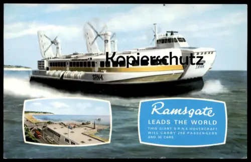 ÄLTERE POSTKARTE RAMSGATE HOVERCRAFT LUFTKISSENBOOT CALAIS ROUTE Schiff ship bateau Ansichtskarte postcard