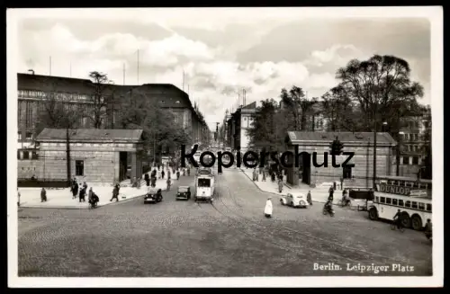 ALTE POSTKARTE BERLINER VERKEHR LEIPZIGER PLATZ BUS REKLAME DUNLOP BERLIN Tram Tramway Strassenbahn Bus traffic AK cpa
