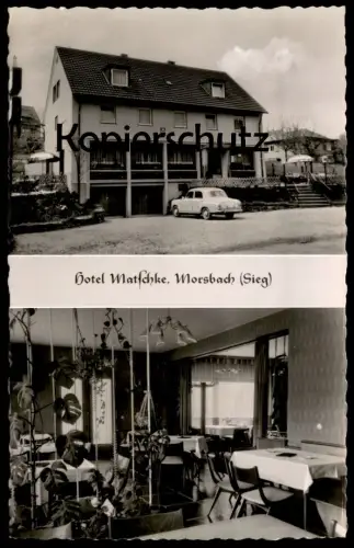 ÄLTERE POSTKARTE MORSBACH SIEG HOTEL MATSCHKE GARAGEN ADAC Ansichtskarte cpa AK postcard