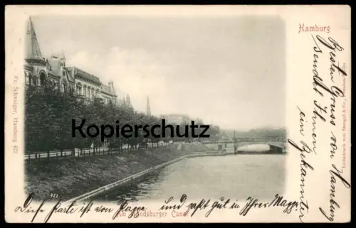 ALTE POSTKARTE HAMBURG AM MUNDSBURGER CANAL KANAL 1899 Ansichtskarte AK