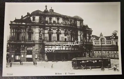 AK Foto Abzug Replica Straßenbahn um 1900 in Bibao El Teatro Spanien