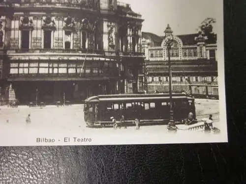 AK Foto Abzug Replica Straßenbahn um 1900 in Bibao El Teatro Spanien
