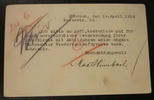 Alte Postkarte Ganzsache Bayern gel. Dresden Präzisionsmaschinen Fabrik 1914