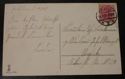Alte Ansichtskarte Geburtstag gel. Deutsches Reich 1921 Briefmarke Germania EF