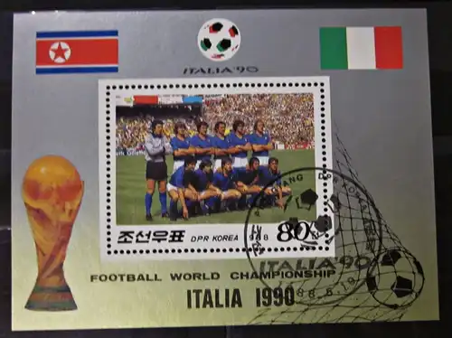 Briefmarken Asien Block Sport Fußball WM Italien 1990 Korea