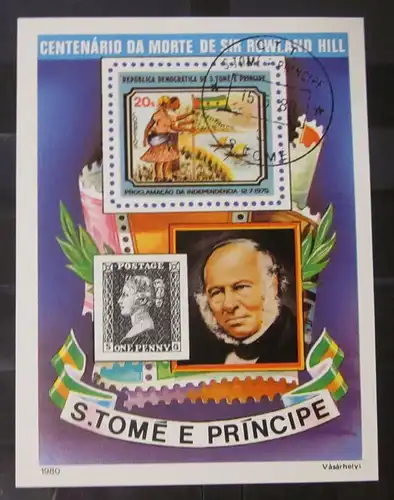 Briefmarken Afrika Block São Tomé und Príncipe Sir Rowland Hill 1980