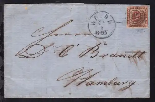 Freimarke 4 S. auf Brief mit Dreiringstempel 117 + K1 HEIDE 20.6. nach Hamburg