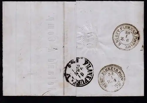 Wappen 9 Kr. auf Brief mit K2 ULM 29 JAN. 1859 + rs K3