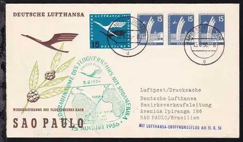 Lufthansa Erstflugbrief Hamburg-Sao Paulo 15.8.1956
