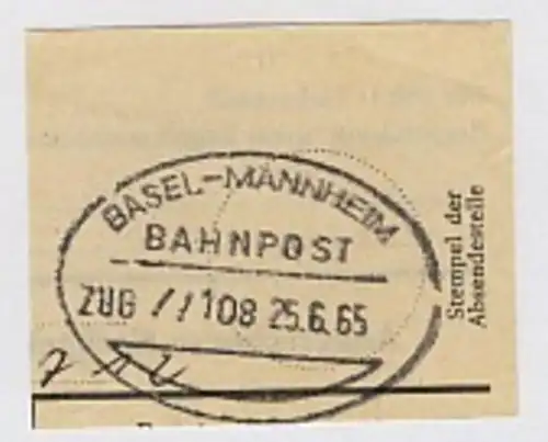 BASEL-MANNHEIM ZUG //108 25.6.65 auf Bf.-Stück