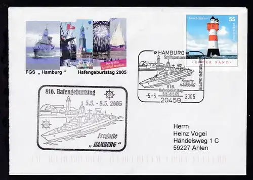 HAMBURG 20459 Schiffspostsammlerverein GRAF VON SPEE CHAPTER Fregatte Hamburg