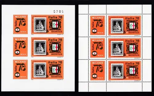 Internationale Briefmarkenausstellung ITALIA ’76 Mailand, Kleinbogen A und B **