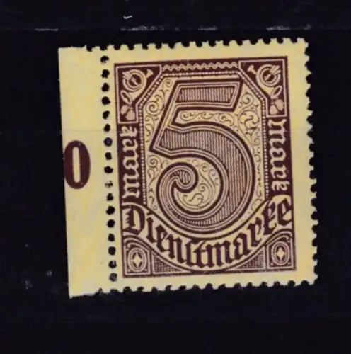 Ziffer 5 M Randstück, Farbe b, **, gepr. Infla Berlin