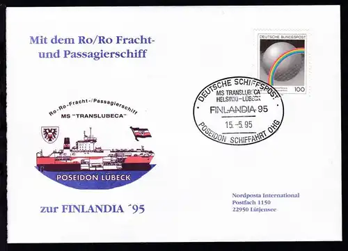 DEUTSCHE SCHIFFSPOST MS TRANSLUBECA HELSINKI-LÜBECK FINLANDIA 95
