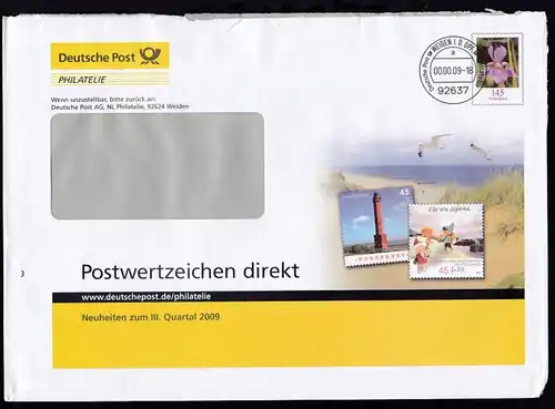Eigenausgaben der Deutschen Post AG mit Vorausentwertungen, 10 verschiedene