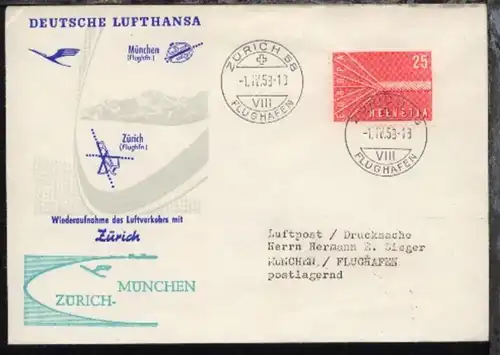 Lufthansa-Erstflug-Bf. Zürich-München 1.4.1958