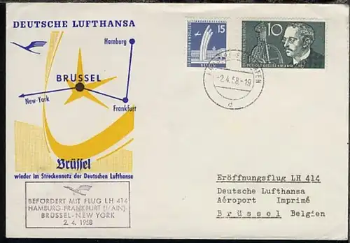 Lufthansa-Erstflug-Bf.Hamburg-Brüssel 2.4.1958