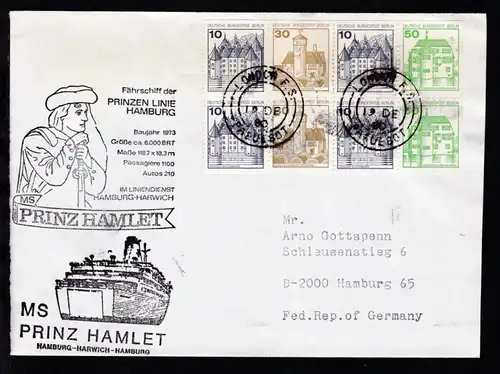 LONDON PAQUEBOT 419 DE 80 + Cachet MS Prinz Hamlet auf Brief