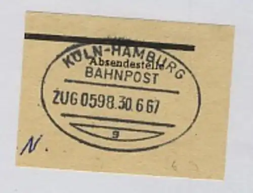 KÖLN-HAMBURG g ZUG 0598 30.6.67 auf Bf.-Stück