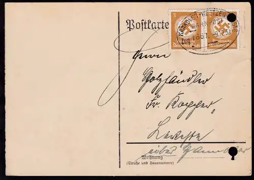 HANNOVER-WEETZEN-HASTE BAHNPOST Zug 1667 9.12.38 auf Dienstpostkarte