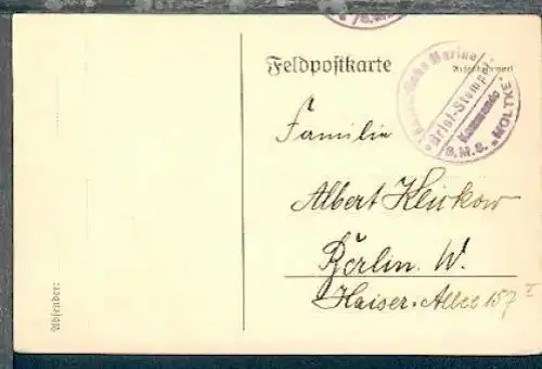 Steg-K1 Kaiserliche Marine Kommando S.M.S. "MOLTKE" auf Feldpostkarte