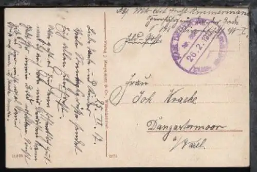 KAIS. DEUTSCHE MARINE-SCHIFFSPOST Nr. 380 26.2.1917 (= Sperrdienstmannschaft 