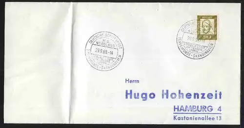 DSP MS NORDLAND TRAVEMÜNDE-SKANDINAVIEN 29.6.69 (Letzttag) auf Bf.,Bf. senkr. Bu