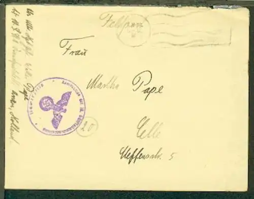 Maschinen-Halb-Stpl. 8.8.40 k + BfSt. Kommando der 10. Schiffsstammabteilung auf