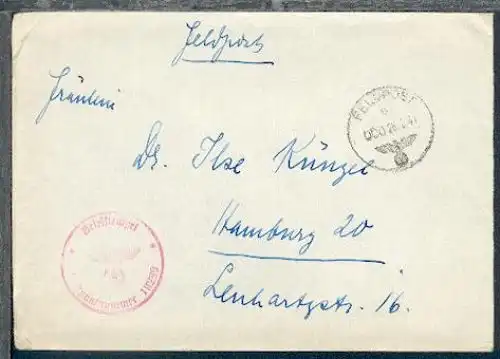FP b 000 26.2.41 + BfSt. 10299 (Kriegsmarine Dienststelle Oslo) auf FP-Bf., Abs.