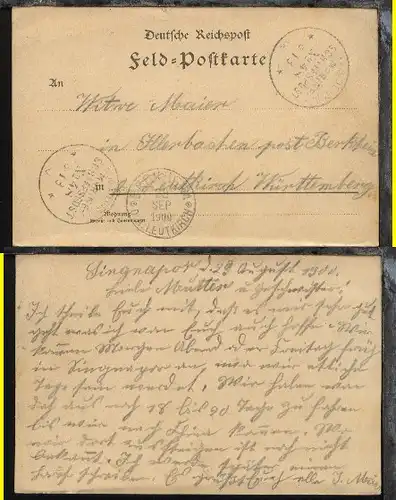 MSP 48 30.8.00 Dampfer Aachen auf FP-Kte vom Truppentransport nach China 