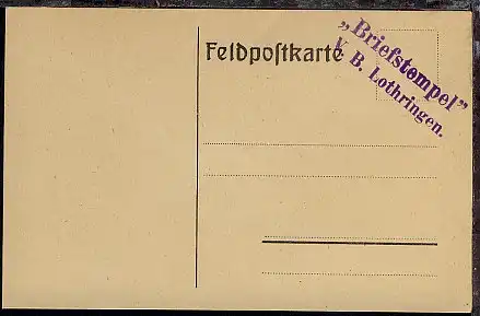 viol. L2 Briefstempel VB Lothringen blanko auf FP-Kte
