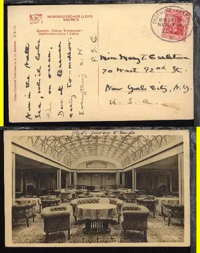 DSP BREMEN-NEW YORK 22.7.12 b auf AK 